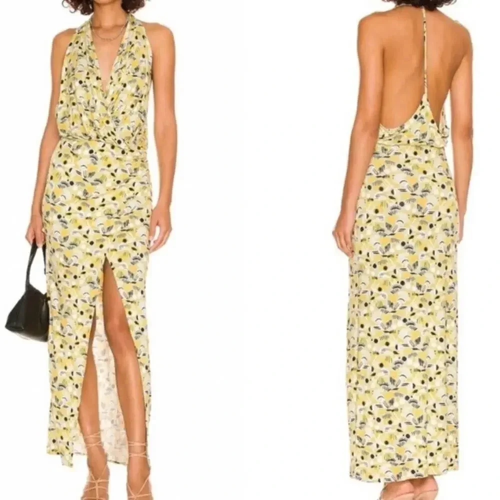 NEW Free People Women Large Apple Mint Green Daria Halter Maxi Dress